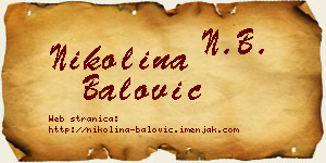 Nikolina Balović vizit kartica
